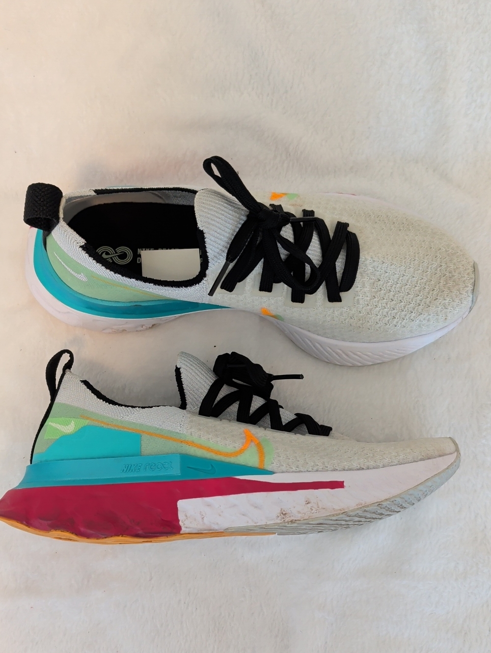 Nike Women’s Running Shoes - White with Teal, Pink & Orange Accents